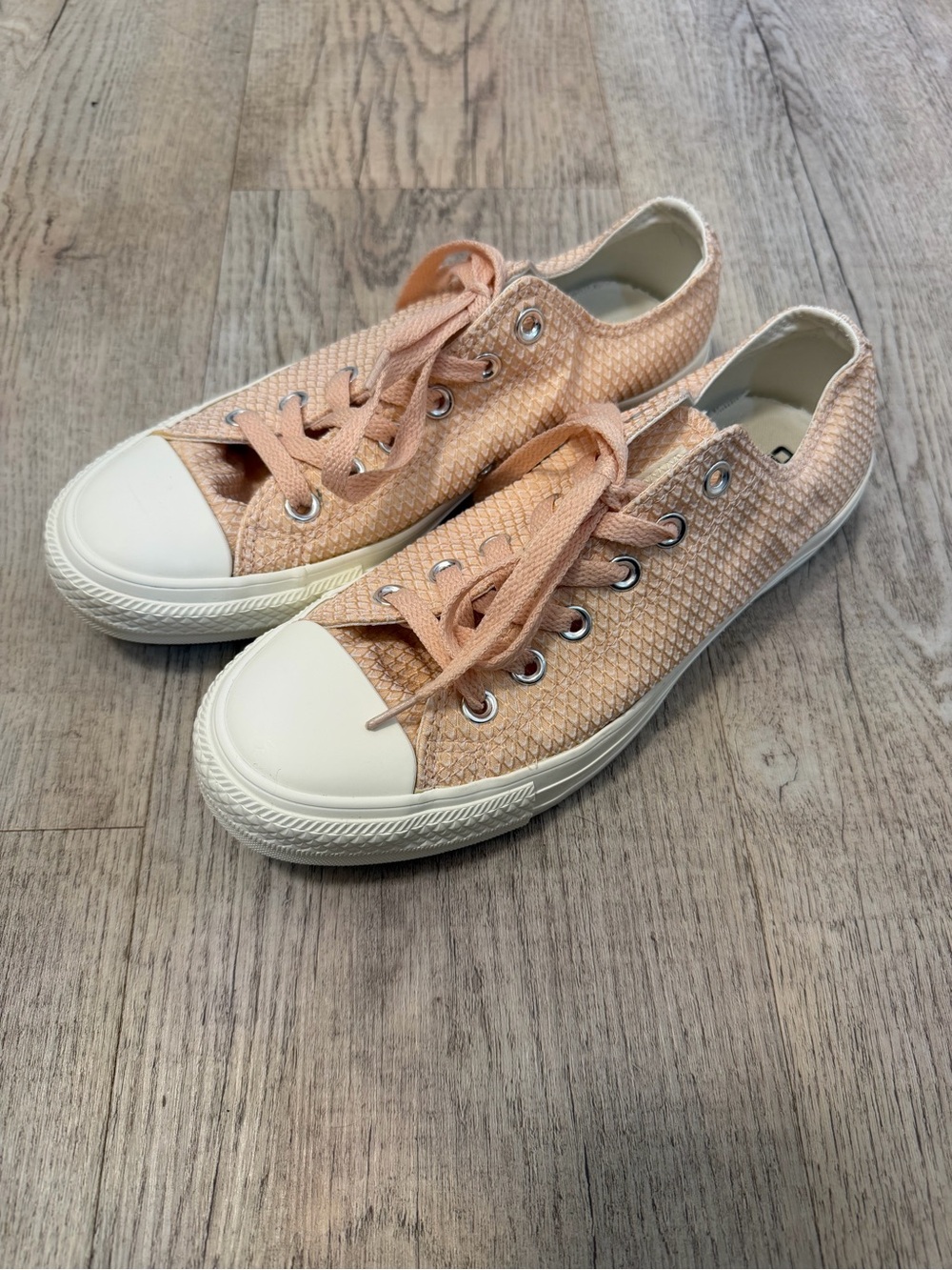 Converse Peach Textured Low-Top Sneakers with White Insole